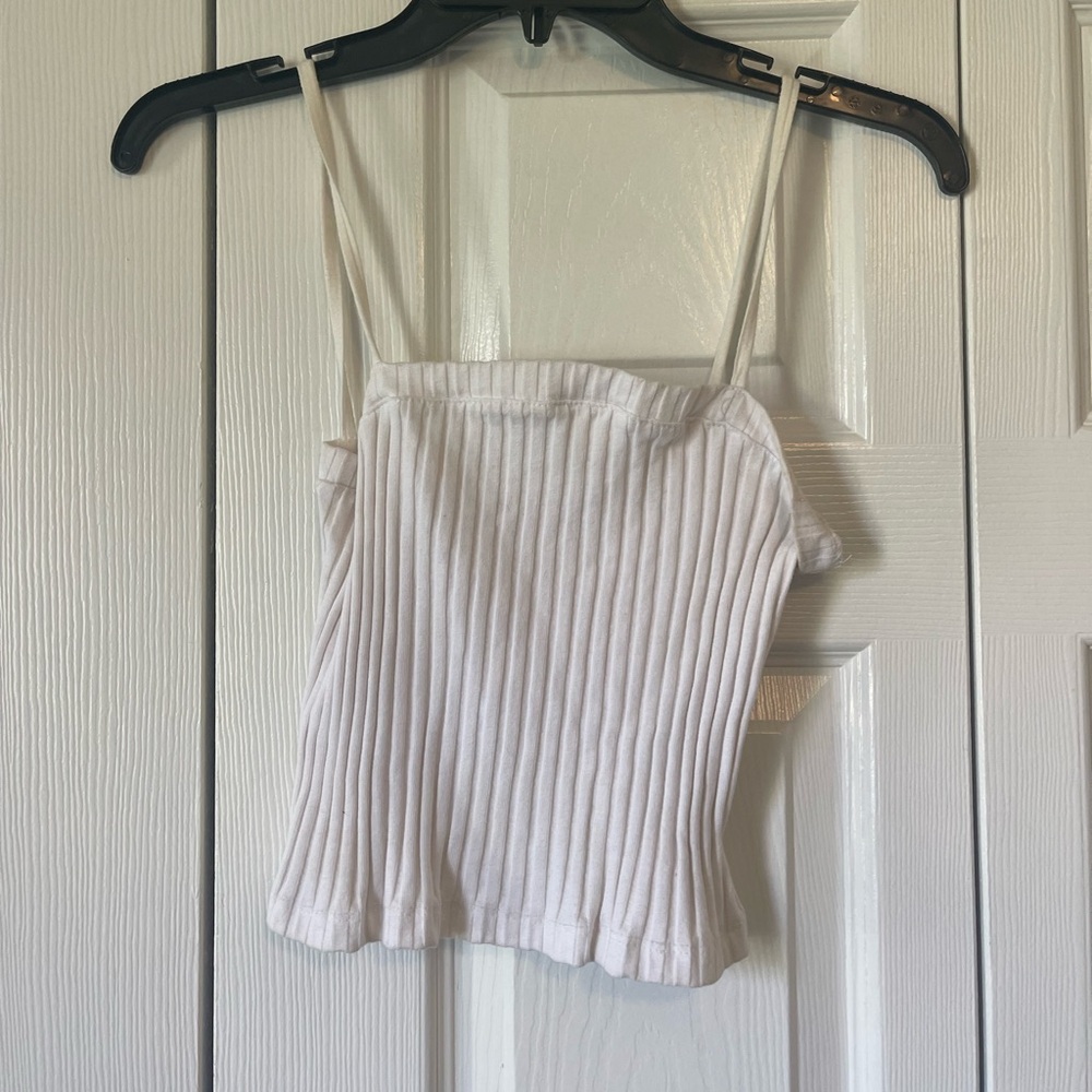 White ribbed tank top.